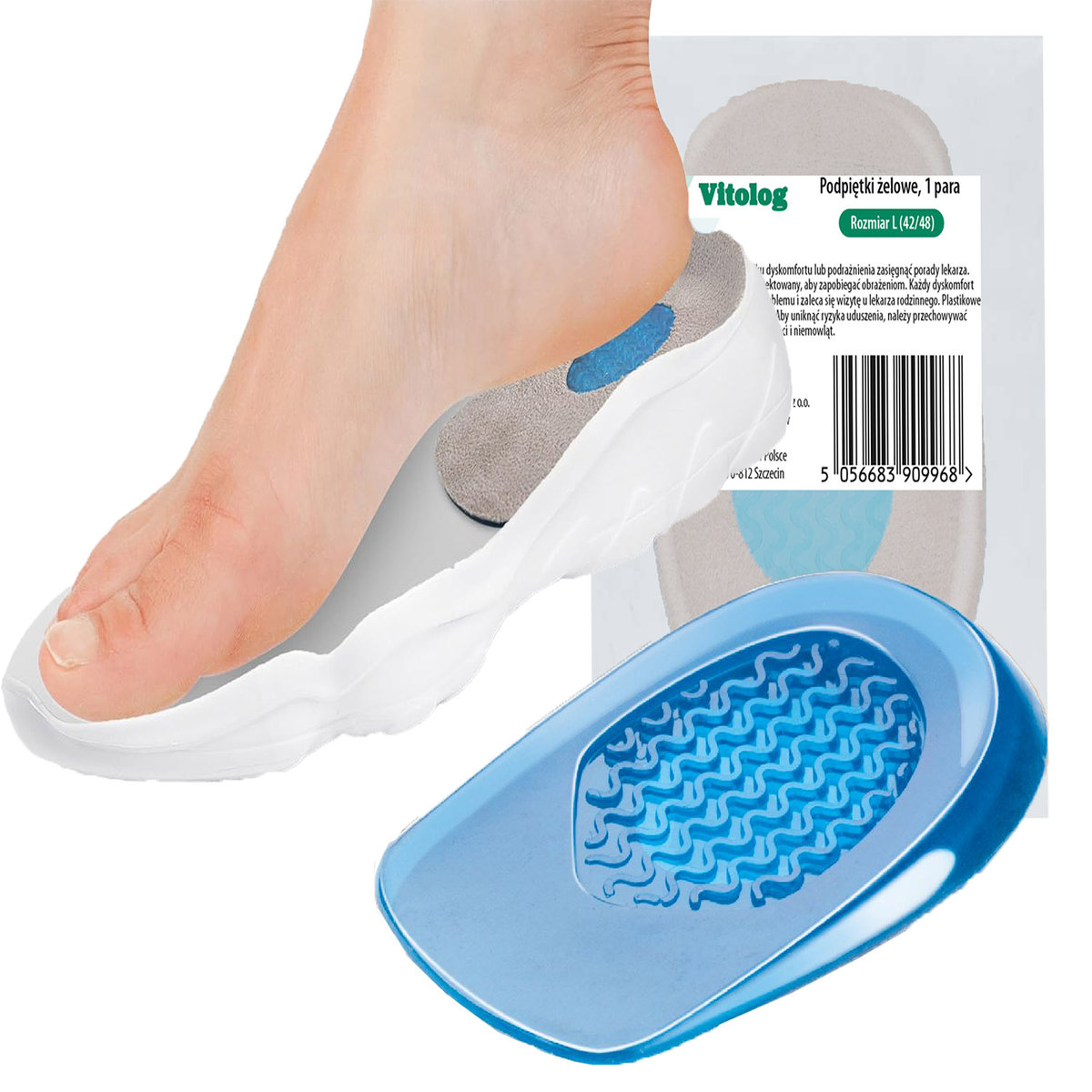 Podpiętki Żelowe Do Butów Silikonowe Wkładki Na Ostrogi Piętowe r.42-48