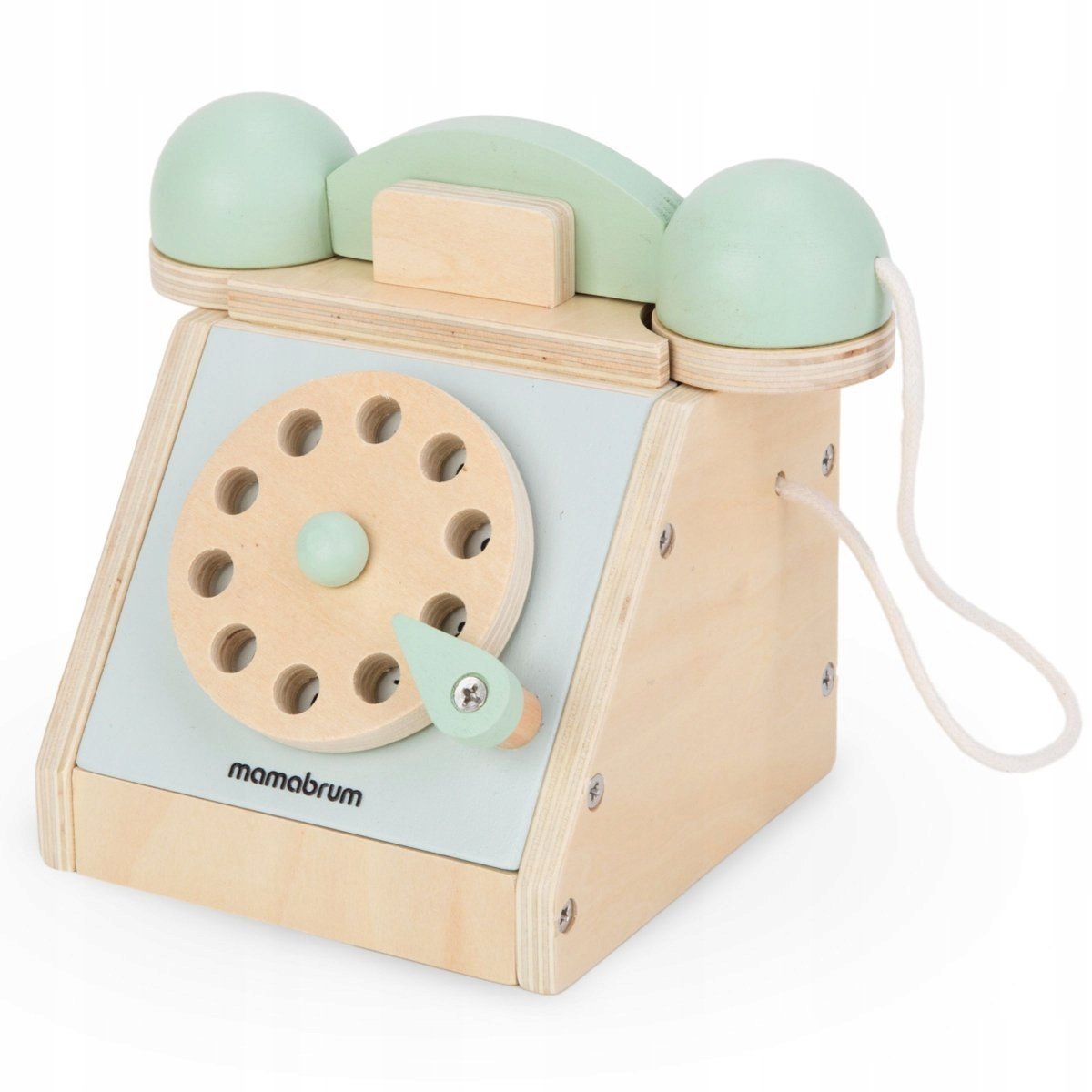 Edukacyjny telefon drewniany w stylu retro