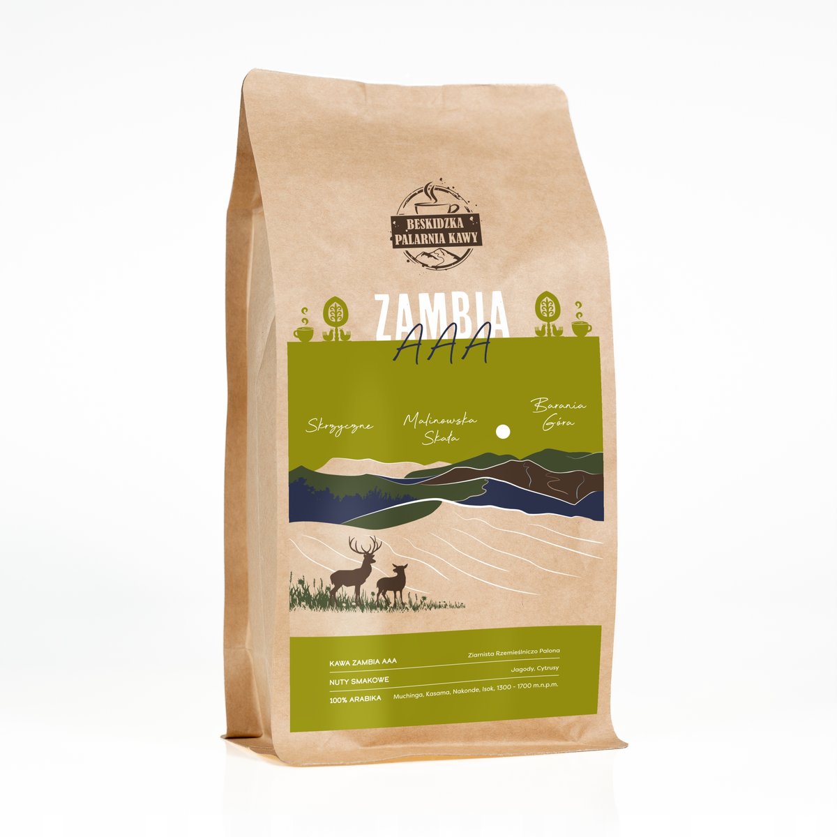 ŚWIEŻO PALONA KAWA ZIARNISTA ZAMBIA AAA 500G 100% ARABICA SPECIALITY