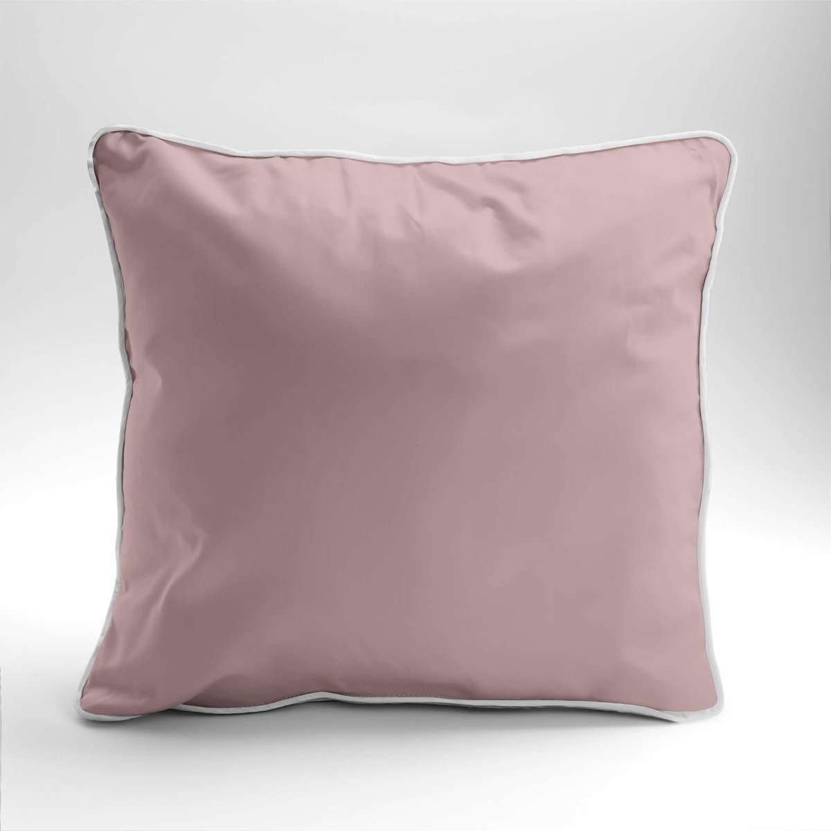 Poszewka satynowa 40x40 różowa pudrowa z lamówką Mako Satin