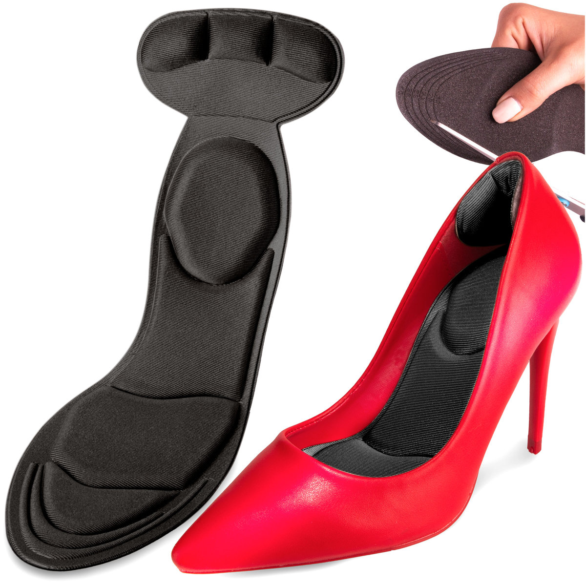 Amortyzujące wkładki do butów piankowe zapiętki wklejane czarne roz 35-40