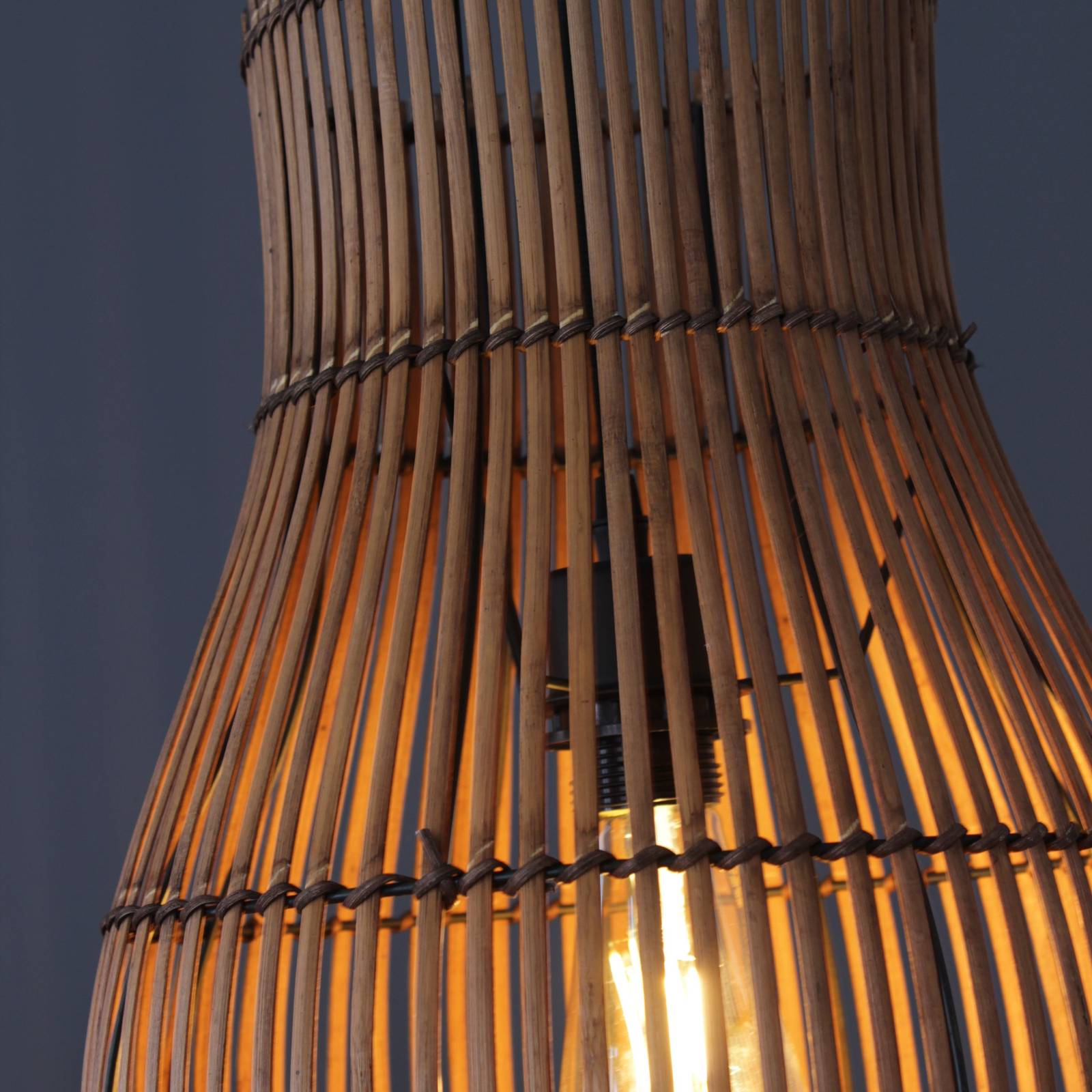 Eco-Light Lampa wisząca Bamboo, brązowa, wysokość 25 cm, Ø 40 cm