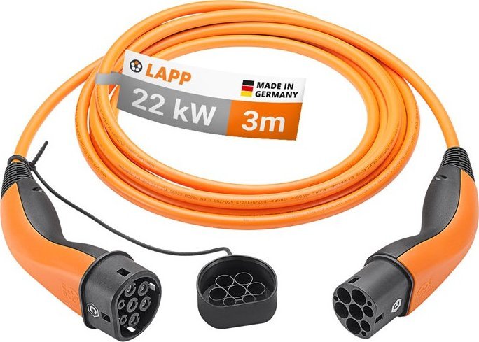 Kabel do ładowania samochodów LAPP Typu 2, do 22 kW, 3 m, pomarańczowy 5555934040