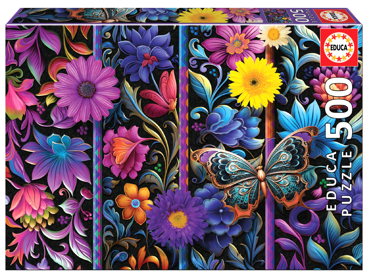 Educa, Puzzle, Kwiaty i motyl, 500 el.