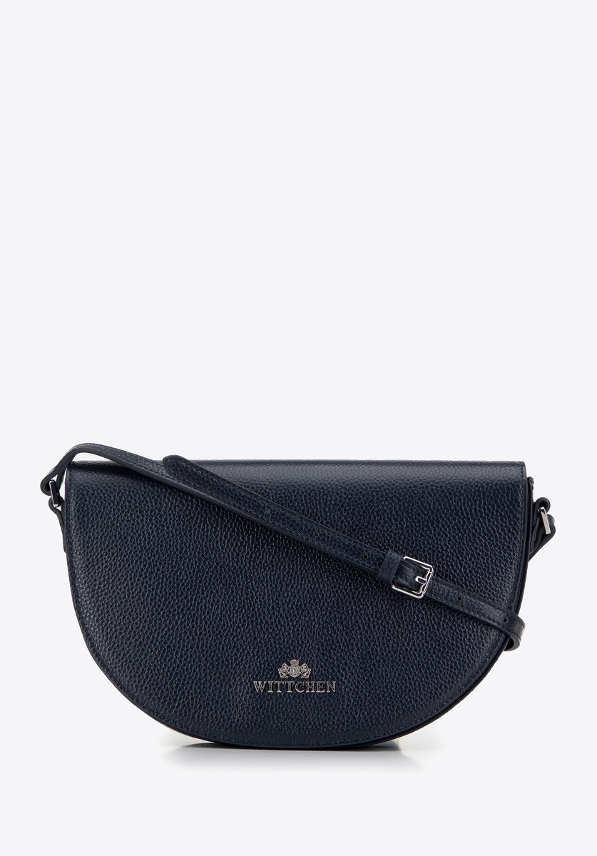 Damska saddle bag z groszkowanej skóry granatowa