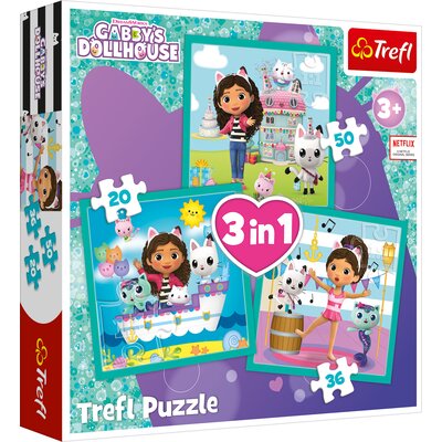 Puzzle 3w1 Aktywności Gabby Koci Domek Gabi (Gabbys Dollhouse) (34871). od 3 lat