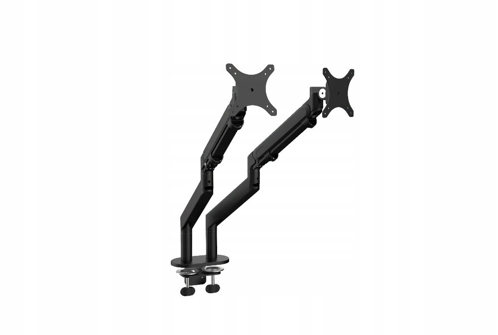 Uchwyt na dwa monitory CZARNY uchwyt biurkowy PREMIUM do 14-32''