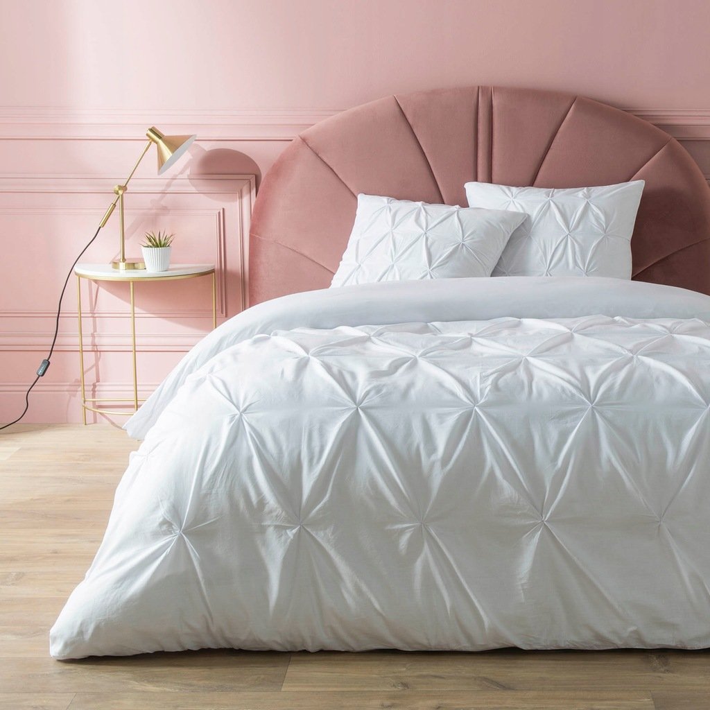POŚCIEL BIAŁA PLISOWANA ZESTAW POŚCIELI BAWEŁNIANEJ 3 CZĘŚCIOWA 240X220