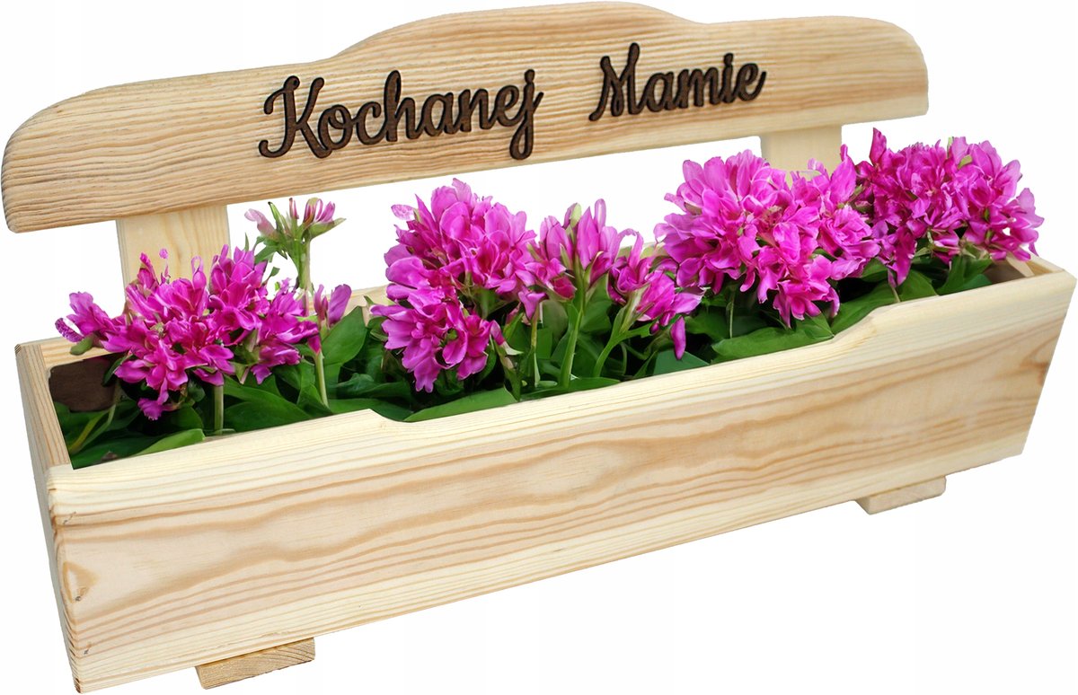 Elegancka doniczka drewniana z grawerem dla kochanej mamy dzień matki