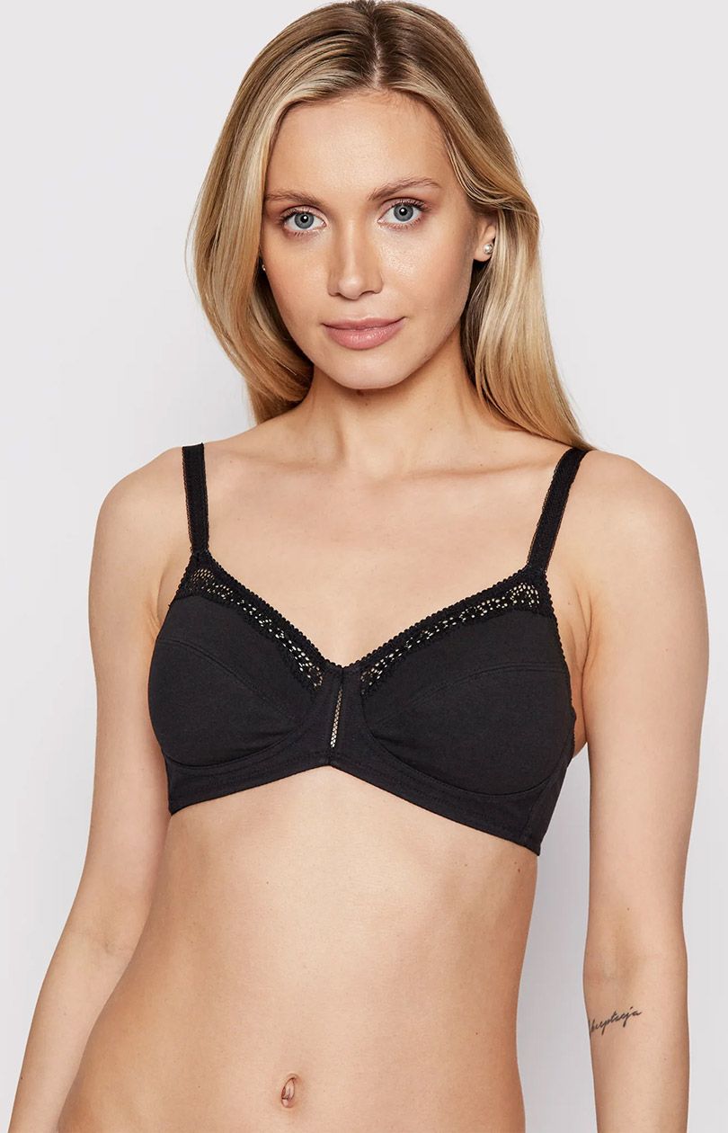 Triumph biustonosz miękki soft Cotton Beauty 10094814-0004, Kolor czarny, Rozmiar 75B, Triumph - Intymna