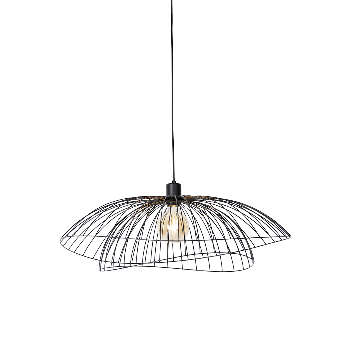 QAZQA Inteligentna lampa wisząca czarna 66 cm z WiFi G95 - Pua