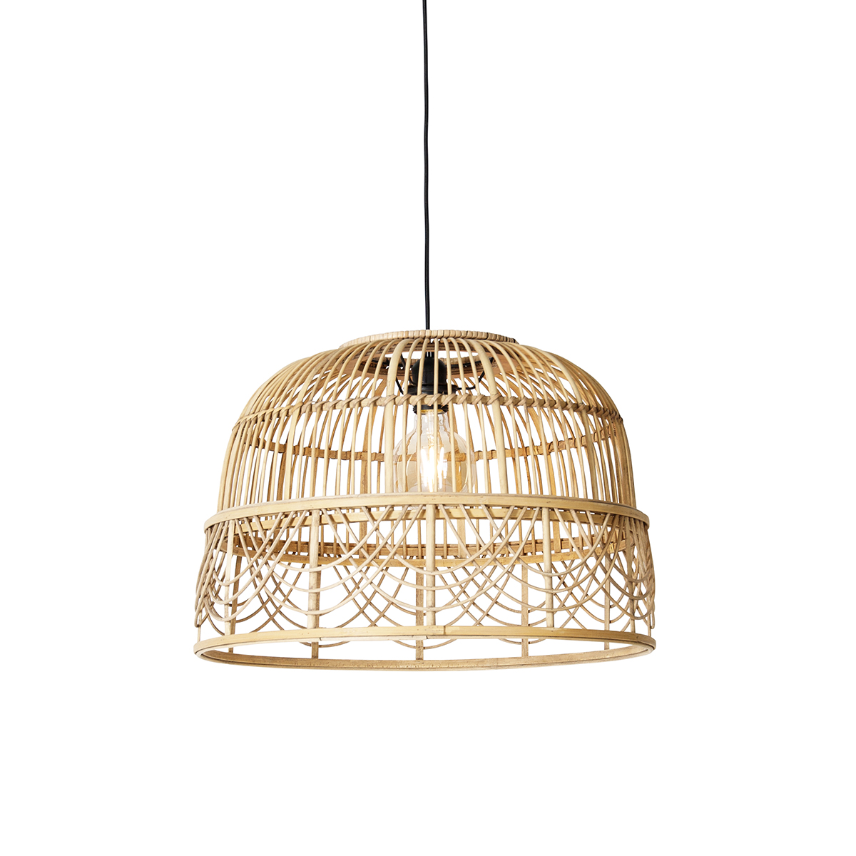 QAZQA Inteligentna lampa wisząca rattanowa 49 cm z WiFi G95 - Michelle