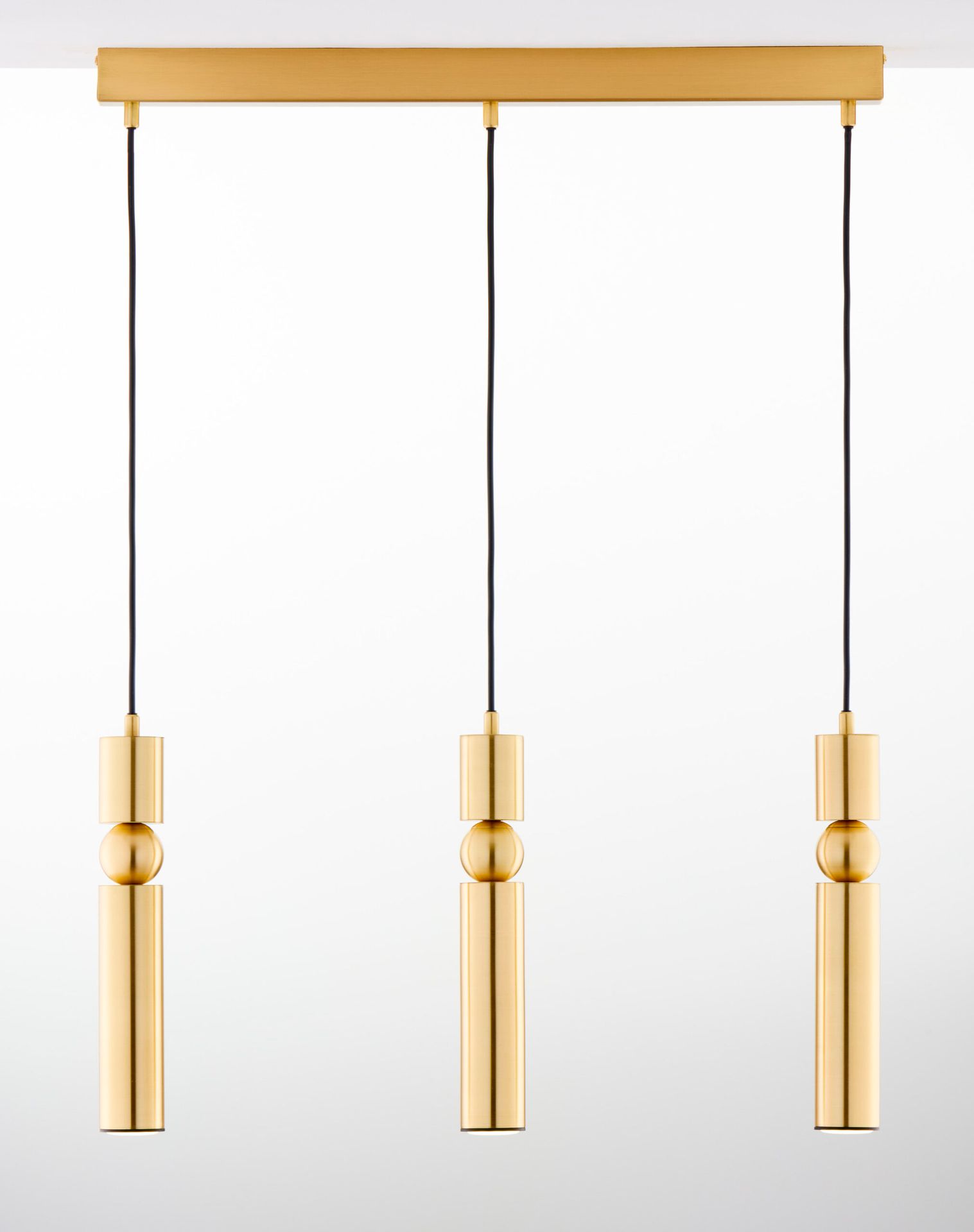 Złota lampa wisząca z ozdobnymi tubami JUP 2010 AL3 MS/MS