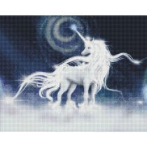Ideyka Diamentowa mozaika - Biały jednorożec 40x50cm