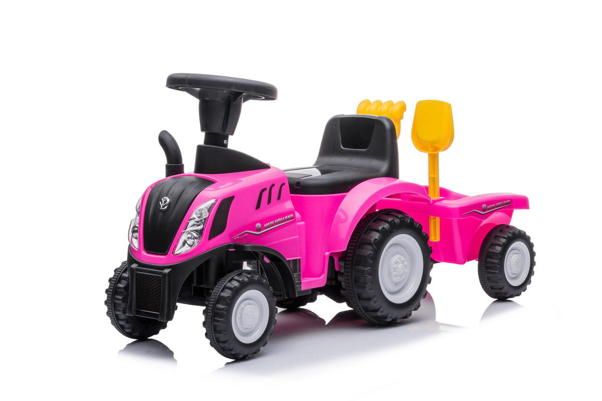 Jeździk traktor NEW HOLLAND z przyczepą - RÓŻOWY