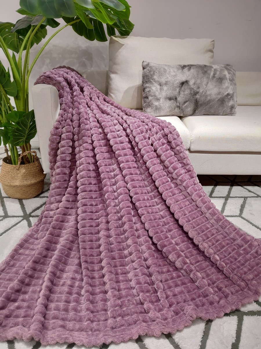 Cotton World Koc Pluszowy 220x200 Fioletowy