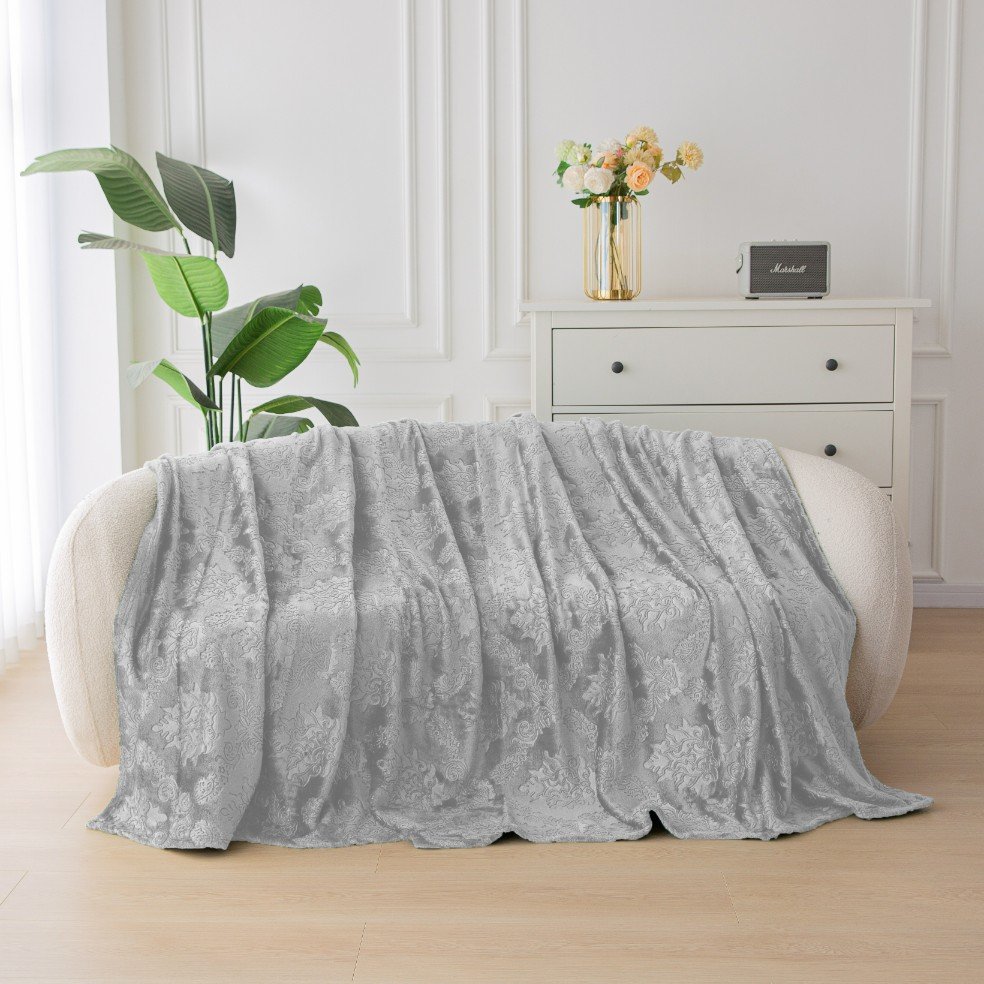 Cotton World Koc pluszowy 160x200 jasnoszary KHP46