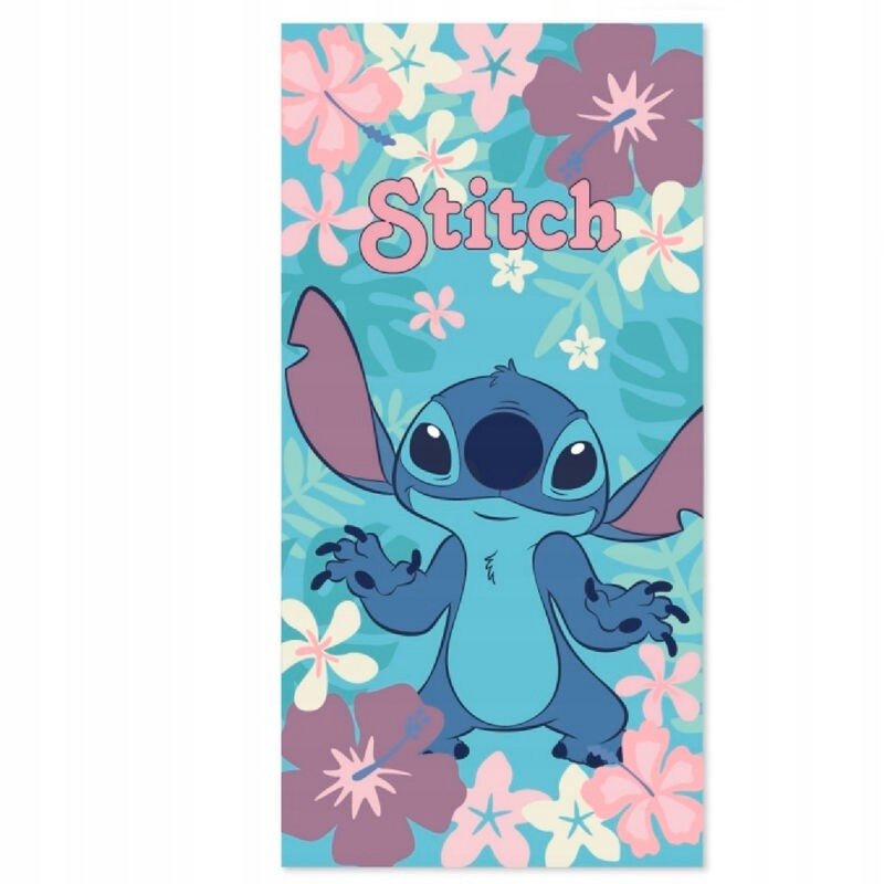 Ręcznik kąpielowy plażowy Stich szybkoschnący Lilo I Stitch kwiaty 70x140