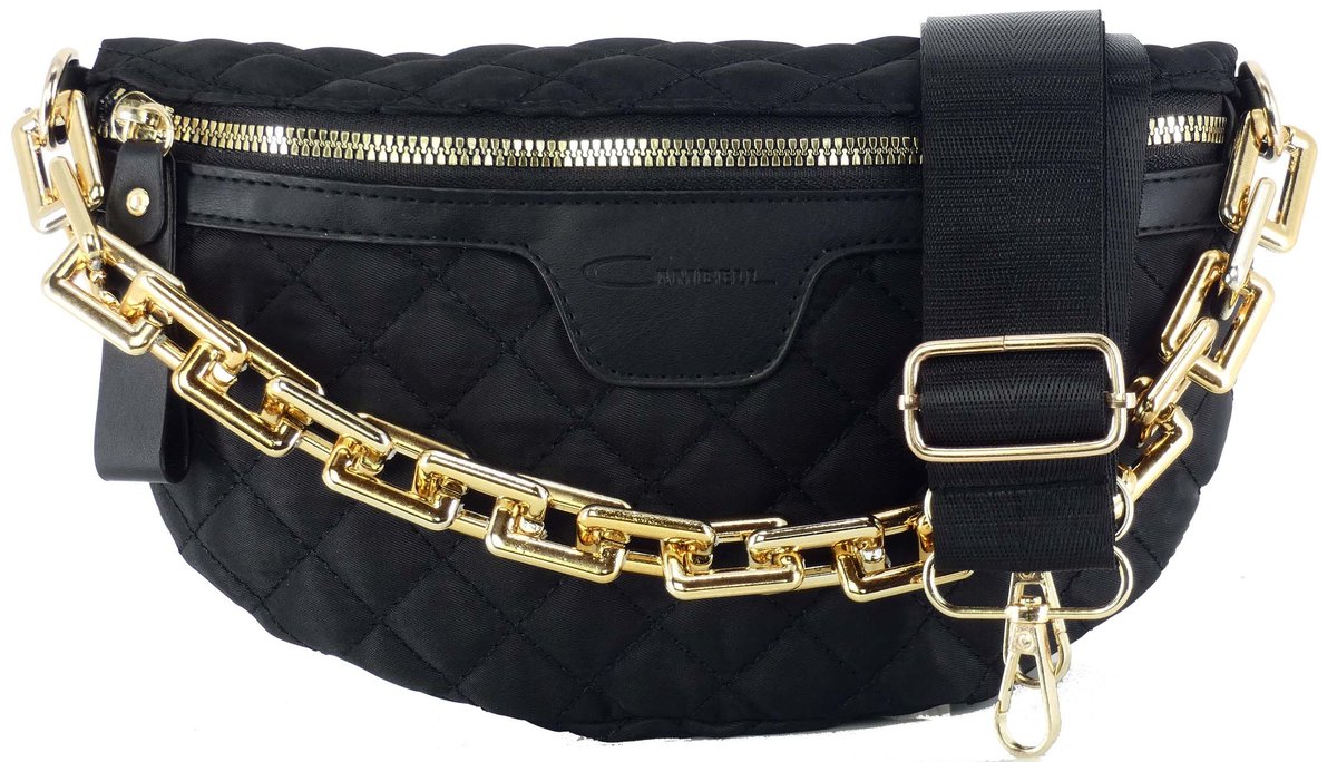 DAMSKA ELEGANCKA SASZETKA NERKA TOREBKA CROSSBODY BAG NA RAMIĘ CZARNA ZŁOTO