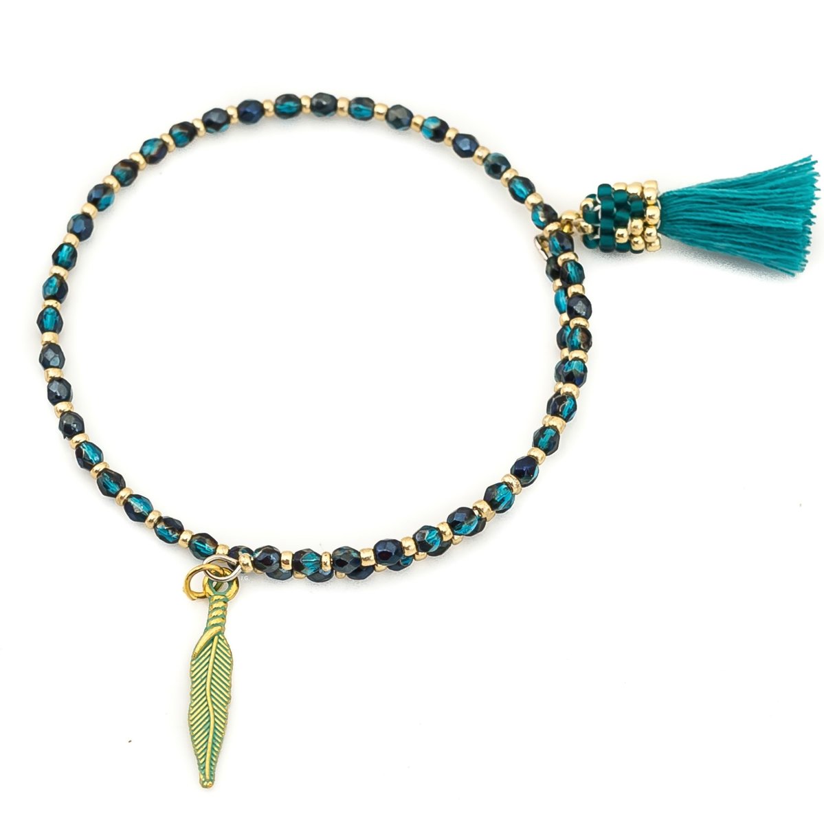 Bransoletka chwost piórko zawijana fire polish / JG. Projekt