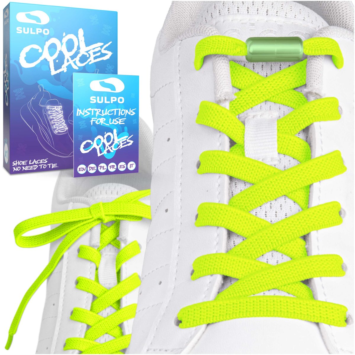 Sznurowadła bez wiązania z zapinkami do butów sport neon