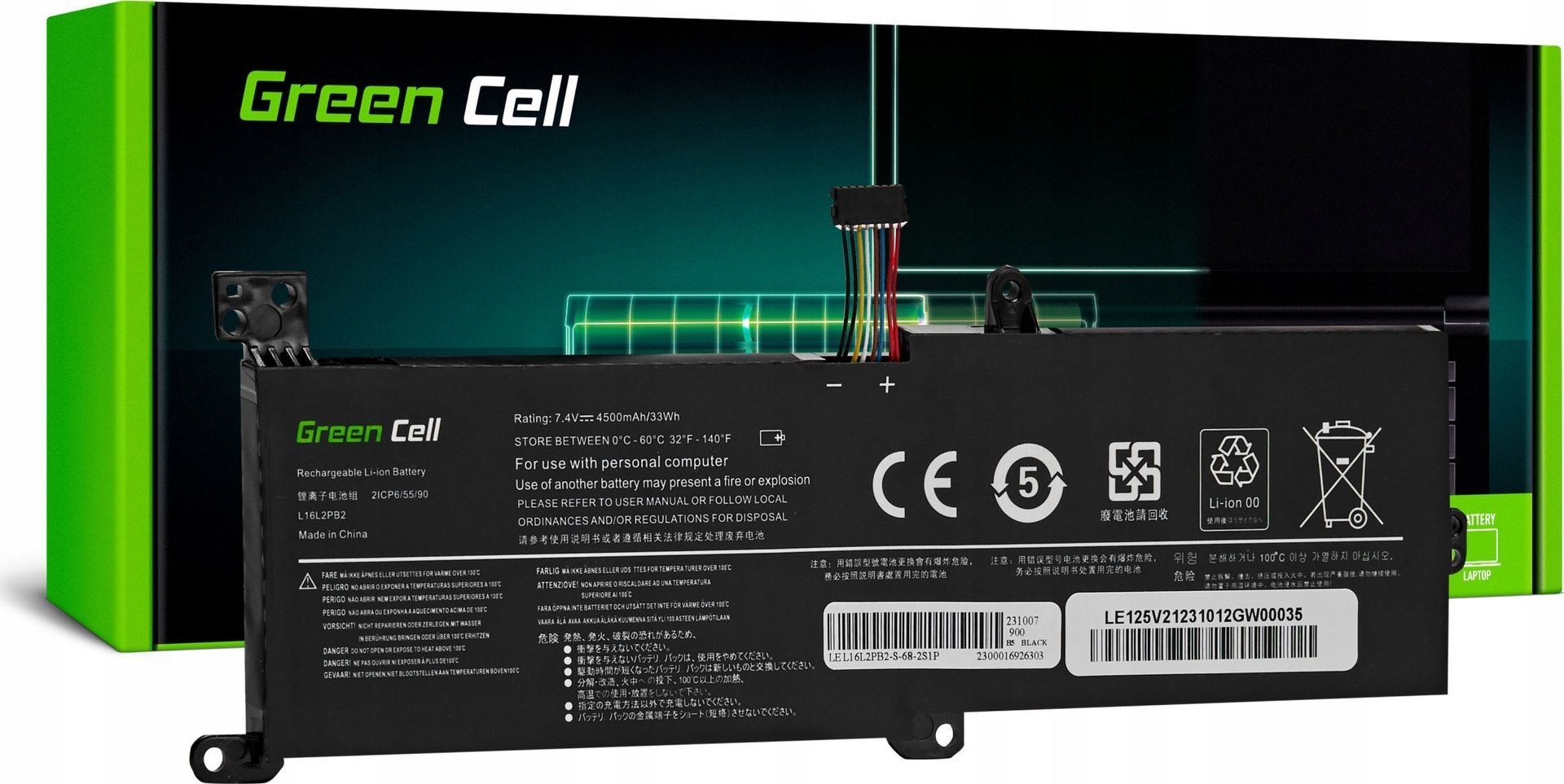 Bateria Green Cell L16C2PB2 L16M2PB1 7,4V 4500mAh dedykowana do laptopów Lenovo