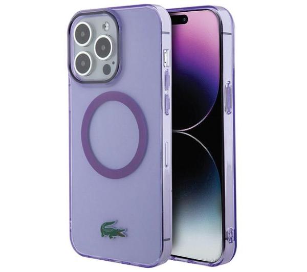Lacoste LCHMP15LULOU Hardcase Transparent MagSafe do iPhone 15 Pro Fioletowy