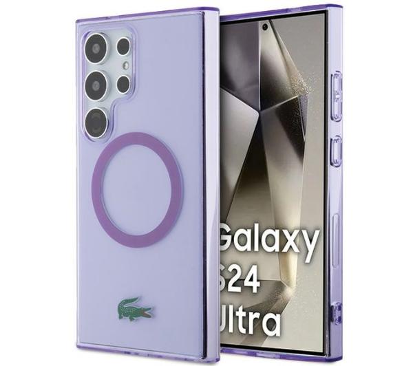Lacoste LCHMS24LULOU Hardcase Transparent MagSafe do Samsung Galaxy S24 Ultra Purpurowy
