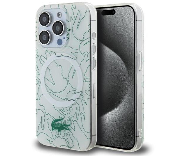 Lacoste LCHMP15XUREH Hardcase Double Layer Repeat MagSafe do iPhone 15 Pro Max Biały