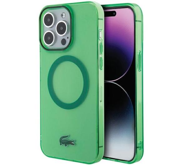 Lacoste LCHMP15LULON Hardcase Transparent MagSafe do iPhone 15 Pro Zielony