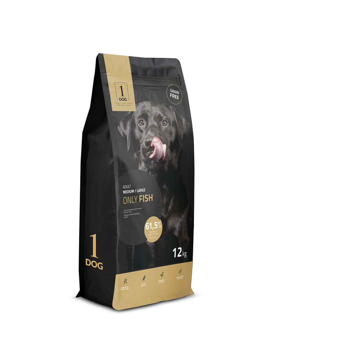 1DOG ADULT 12KG ONLY FISH RYBA M/L BEZ ZBÓŻ