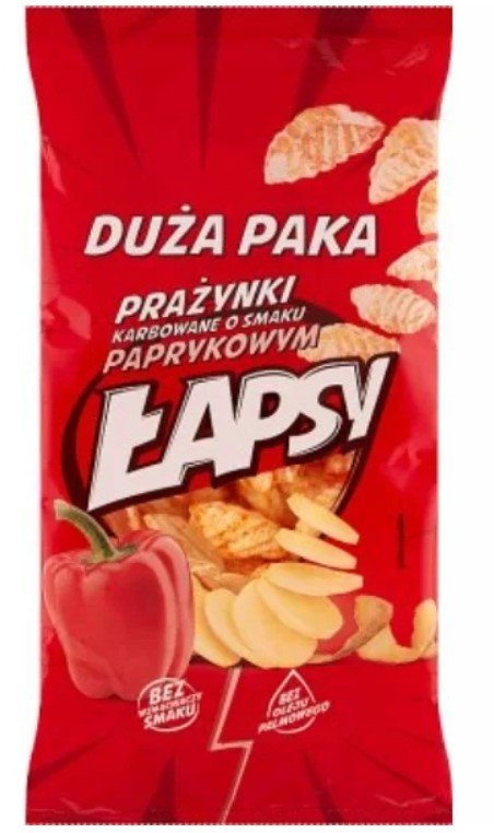 ŁAPSY Prażynki ziemniaczane PAPRYKOWE 110g DUŻA PAKA