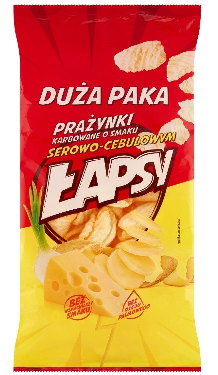 ŁAPSY Prażynki ziemniaczane SER- CEBULA 110g DUŻA PAKA