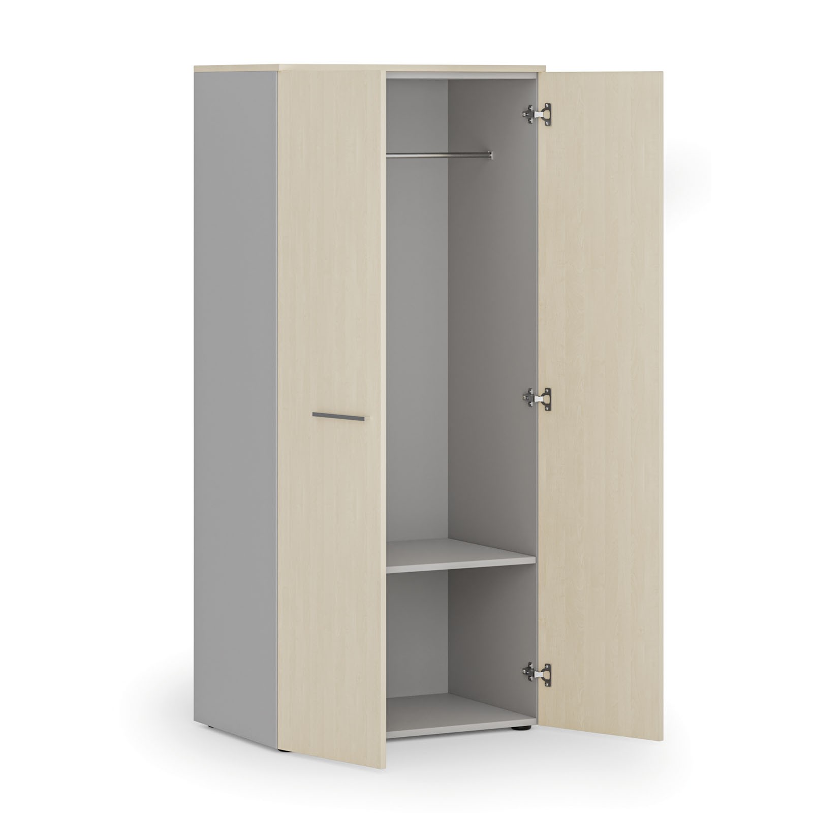 Szafa ubraniowa biurowa PRIMO GRAY, 1 półka, drążek do szafy, 1781 x 800 x 500 mm, szary/brzoza