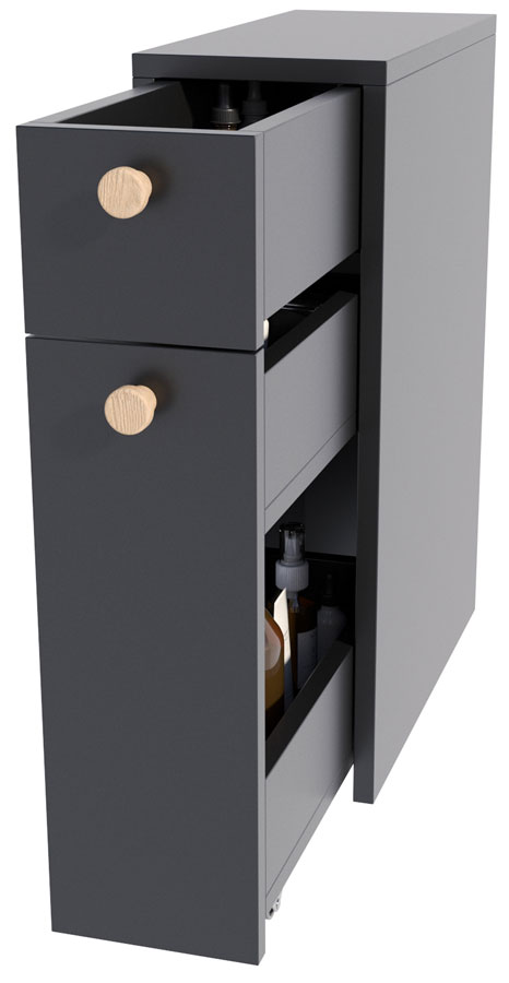 Czarna szafka do łazienki z 2 szufladami H0-E22