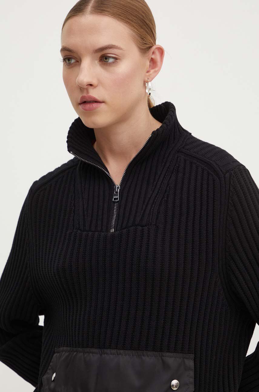 top HUGO sweter bawełniany kolor czarny lekki z półgolfem 50516618 - Hugo
