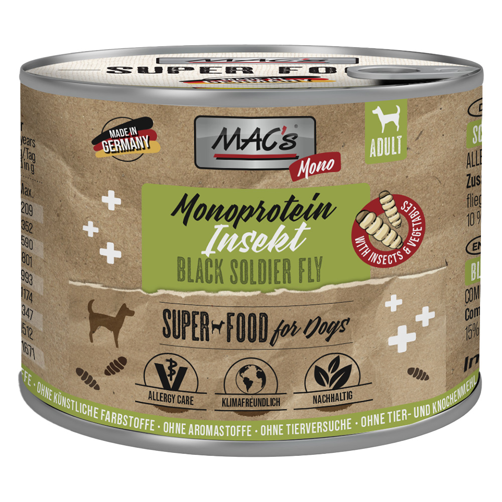 MAC's Monoprotein Insekty i Superfood 6 x 180 g - Larwa czarnego żołnierza  (Hermetia illucens)
