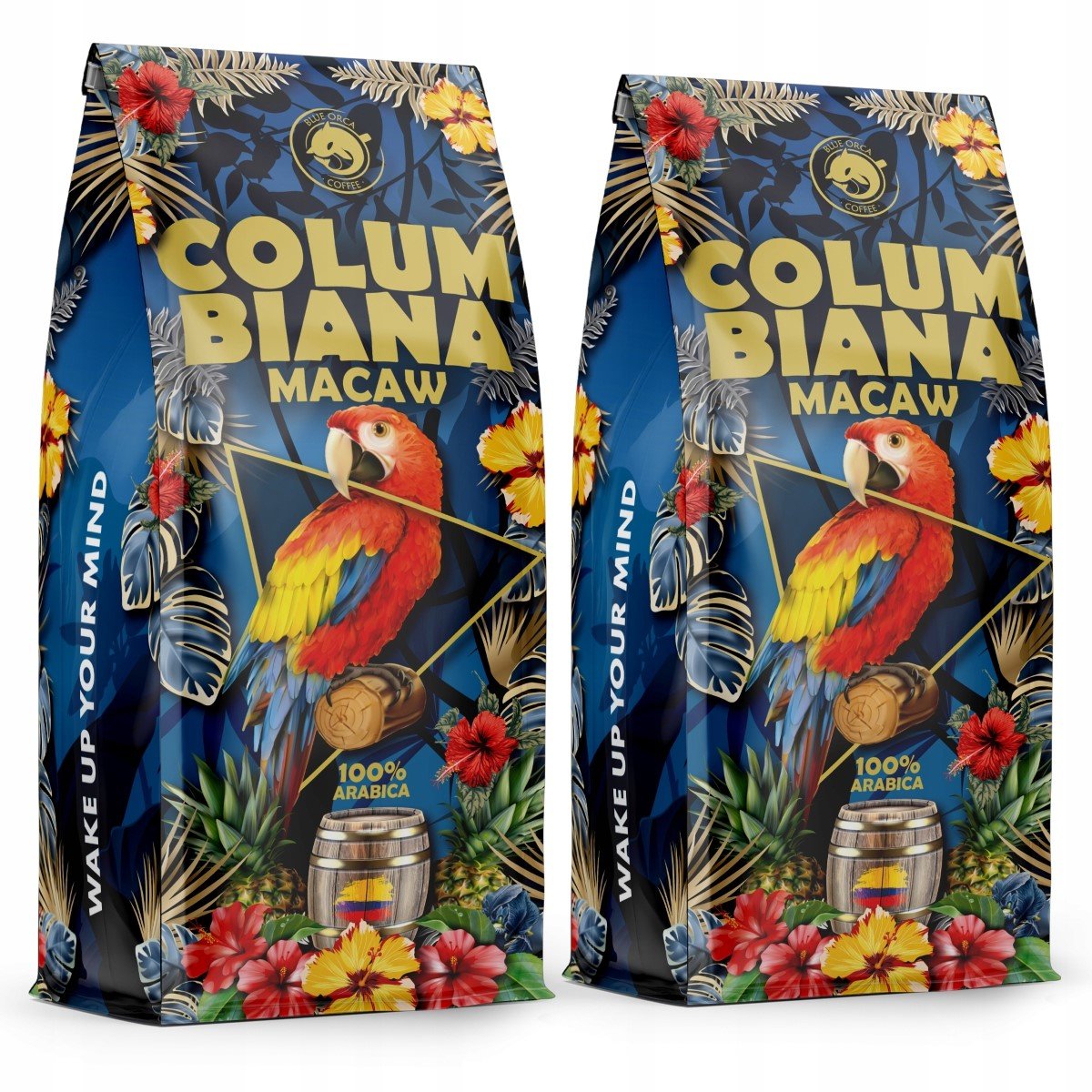 Kawa Ziarnista Columbiana Macaw Świeżo Palona 2X1Kg -100% Arabica-Blue Orca
