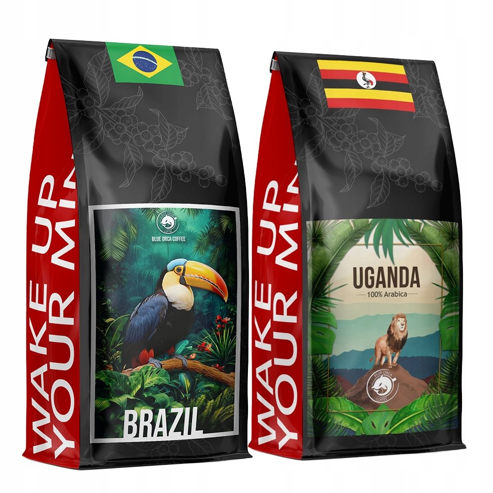 Kawa Ziarnista 2X1Kg Brazil+Uganda 100%Arabica - Świeżo Palona - Blue Orca