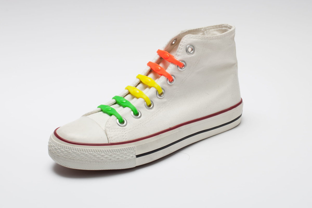 Świecące w ciemności sznurowadła elastyczne SHOEPS tęczowe