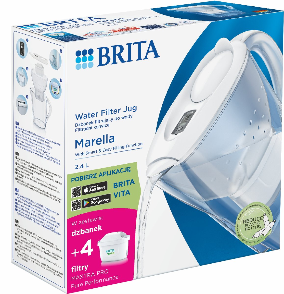 Brita, Dzbanek z filtrem Marella biały + 4 MAXTRA PRO Pure Performance