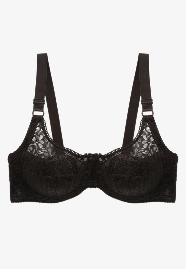 Czarny Biustonosz z Koronki z Usztywnieniem i Regulowanymi Ramiączkami Vikiisol