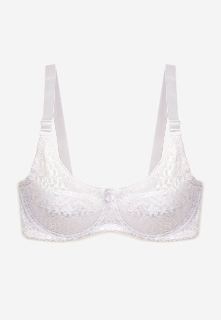 Biały Biustonosz z Koronki z Usztywnieniem i Regulowanymi Ramiączkami Vikiisol