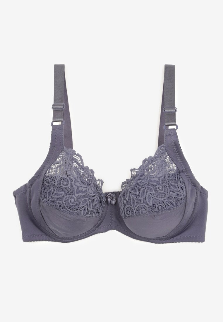 Granatowy Biustonosz Typu Full Cup z Regulowanymi Ramiączkami Vikiisian