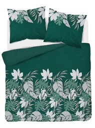Detexpol Pościel z mikrofibry 220x200 Kwiaty zielona szara 4613 B 30 Light