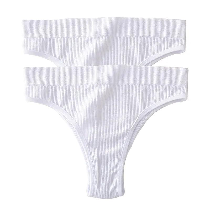 Stringi z wysokim stanem 2 szt. - Biały + biały S/M