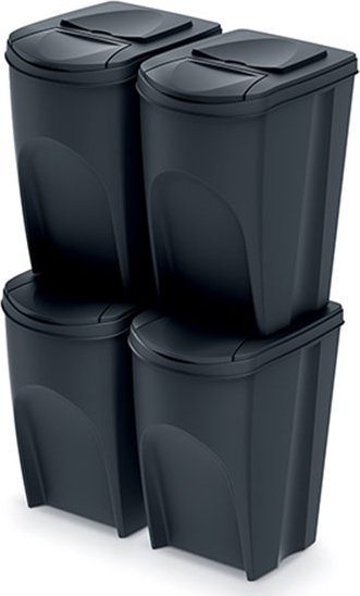 Kosz na śmieci Prosperplast do segregacji 4 x 35L czarny IKWB35S4-S411
