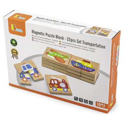 VIGA Toys Układanka drewniana puzzle magnetyczne pojazdy Toys 50723