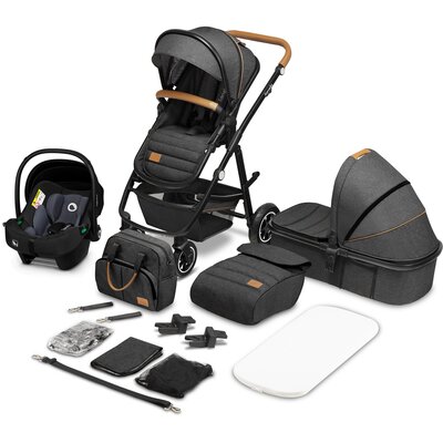 Lionelo Wózek Wózek wielofunkcyjny AMBER 2 w 1 spacerówka + gondola + torba + akcesoria grafitowy LO-AMBER GREY GRAPHITE 2w1
