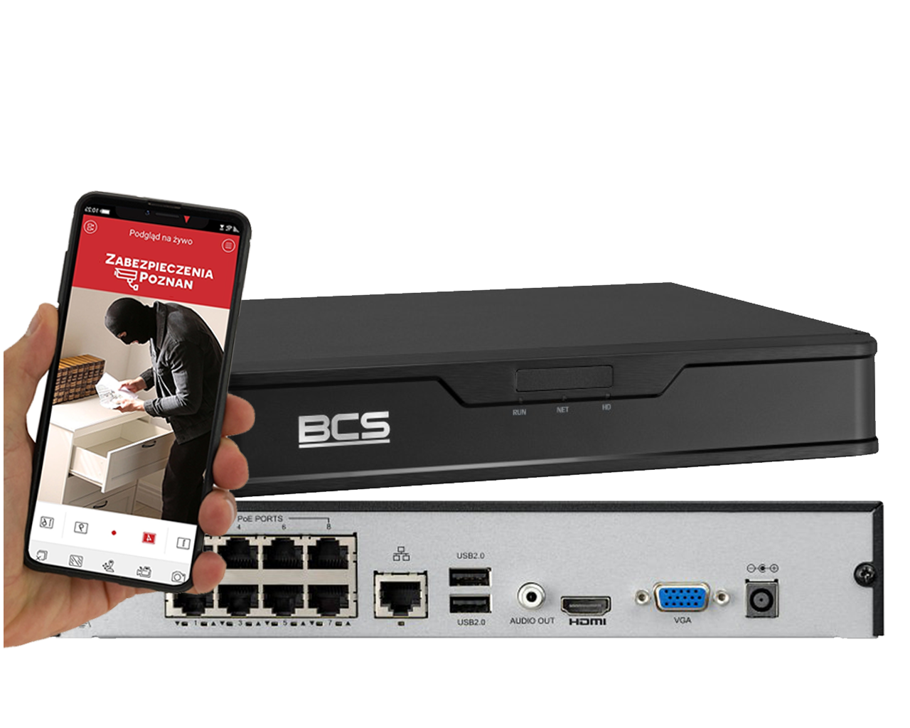Rejestrator IP BCS-P-NVR0801-4KE-8P-III PoE SERIA BCS POINT Analityka na 8 kamer IP do 8MPx